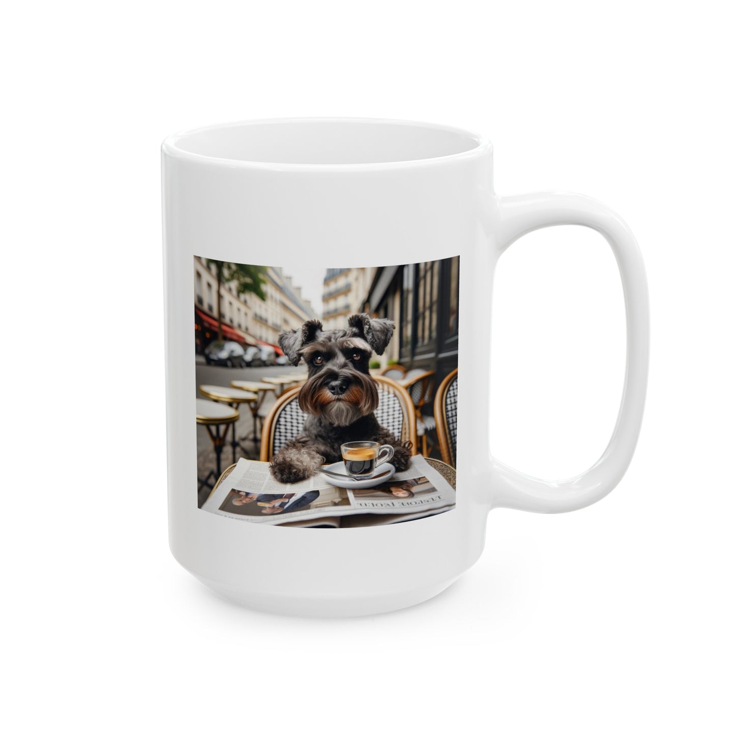 Ceramic Mug, Schnauzer in Paris (11oz, 15oz)