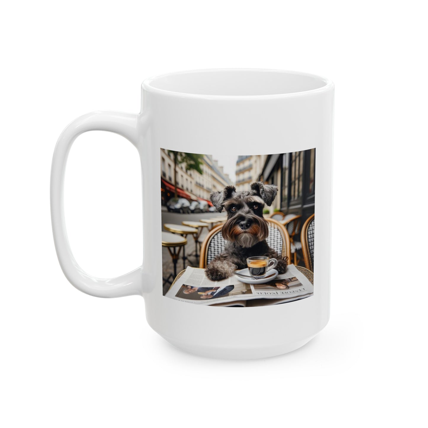 Ceramic Mug, Schnauzer in Paris (11oz, 15oz)