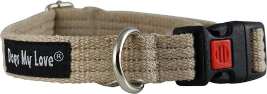 Adjustable Cotton Web Dog Collar with Locking Device - Beige (Small: Neck 11.5"-15.5"; Width 1/2")