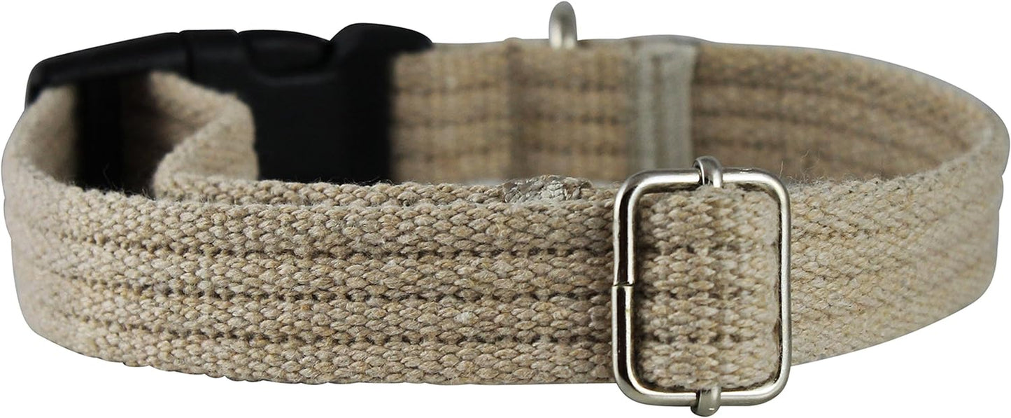 Adjustable Cotton Web Dog Collar with Locking Device - Beige (Small: Neck 11.5"-15.5"; Width 1/2")