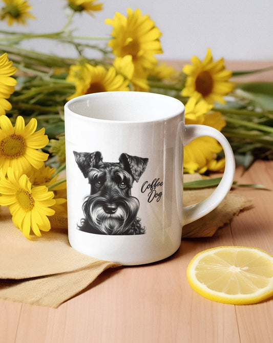 Coffee Dog- Schnauzer Ceramic Mug (11oz, 15oz)