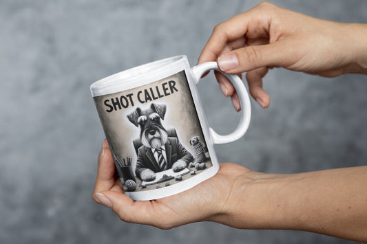 Shot calling Schnauzer- ceramic mug (11oz, 15oz)